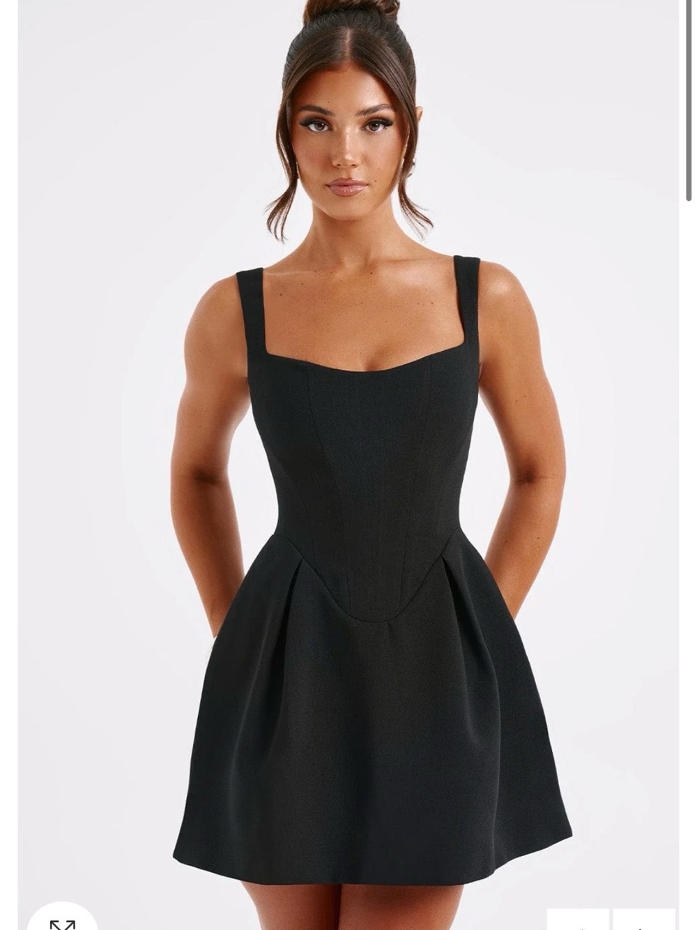 NWT Baby Boo Janiyah Square-Neck Black Mini Dress with Structured Bodice